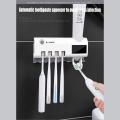 Solar UV Light Ultraviolet Toothbrush Sterilizer Automatic Toothpaste Dispenser Wall Mount with 4 Toothbrush Holder. 