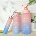 3pcs ~ 2pcs Motivational Water Bottle With Straw, Bottle & Straw Cleaner, Gradient Color Drinking Water Bottle For Girls And Female Gym With Handle, Portable Water Bottle For School, Fitness, Outdoor Sports, BPA Free Grade Plastic Travel Water Bottles. 