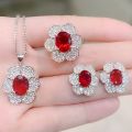 INTERNET CELEBRITY LIVE PLATING 18K LUXURY FULL DIAMOND SIX PIECES OF FLOWER RING EARRINGS STUD PENDANT NECKLACE JEWELRY SET TIKTOK. 