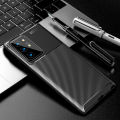 For Samsung Galaxy Note 20 Ultra Carbon Fibre Grip Slip-Resistant Soft TPU Silicone Shockproof Protection Case Cover. 