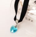 Hot Selling New Design Black Choker Black Blue Gemstone Crystal Necklace Silver Plated Adjustable Necklace For Women Girls. 