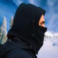 Mens Thermal Fleece Balaclava Hat Hooded Neck Warmer Winter Sports Face Mask Ski Bike Motorcycle Helmet Beanies Masked Cap - Black/Grey. 