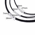 Men's Leather Cord Choker Necklace 20" Black Braided Rope Jewelry Making Stainless Steel Clasp. 