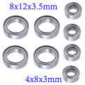 8PCS Ball Bearings Set 4x8x3mm 8x12x3.5mm For WLtoys 1/18 A949 A959 A969 A979 A959-B A969-B RC Car Replacement A949-33 A949-36. 