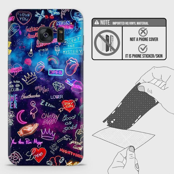Samsung_ Galaxy S7 Edge Back Skin - Design 1 - Neon Galaxy Skin Wrap Back Sticker