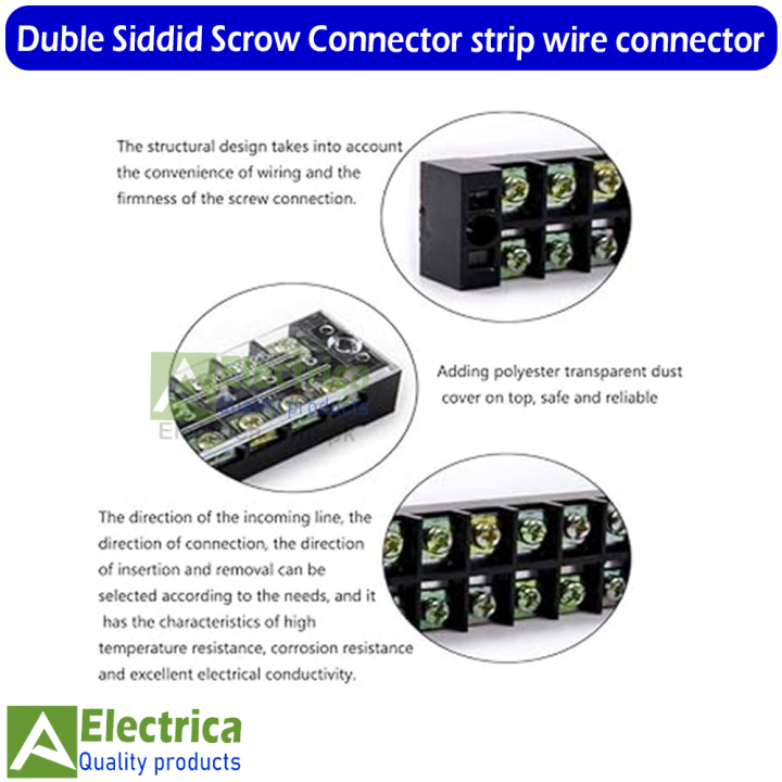 15A 600V Dual Rows 6 Positions Screw Terminal Block Strip Wire Barrier ...