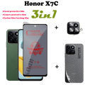 3IN1For Honor X7C Full Screen Soft Matte Privacy Ceramic film+ Camera Lens Back Screen Sticker+Carbon Fiber back filmstrip. 