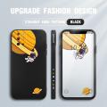 Jizetin for OnePlus 8T Case Creative Cartoon Astronaut Orbits Saturn Side Design Phone Cover Square Edge Pattern Liquid Silicone Phone Cases. 