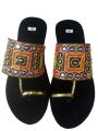New Black velvet Kolhapuri chappal for womens and girls, Embroidery kolhapuri .Suit matching kolhapuri. Beautiful chapal.flat kolhapuri. 