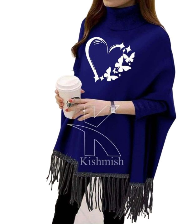 Women's%20Winter!%20Printed%20Fleece%20Poncho%20For%20Women%20Cute%20Heart%20And%20Butterflies%20Printed%20Poncho%20For%20Girls%20-%20Image%202