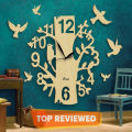 BIG Modern Style Tree with Branches & Bird Design 3D Wall Clock, Laser Cut Wall Clock, 3D Kids Room Wall Hanging Clock. 