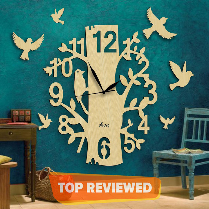 BIG%20Modern%20Style%20Tree%20with%20Branches%20&%20Bird%20Design%203D%20Wall%20Clock,%20Laser%20Cut%20Wall%20Clock,%203D%20Kids%20Room%20Wall%20Hanging%20Clock%20-%20Image%202