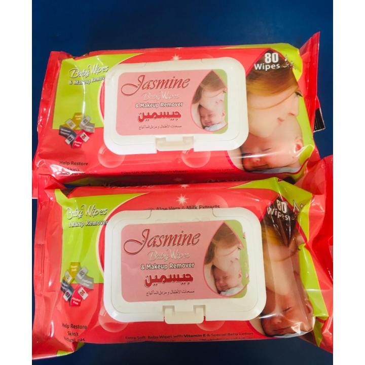 jasmine baby wipes 160 pcs makeup & remover pack of 2