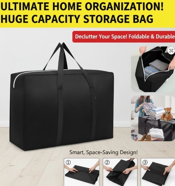 Storage%20Bag%20Portable%20Bag%20Large%20Cloth%20Organizer%20Foldable%20Bag%20For%20Clothes%20Blanket%20Storage%20Non%20Woven%20Storage%20Bags%20(20x18x10)%20inches%20-%20Image%202