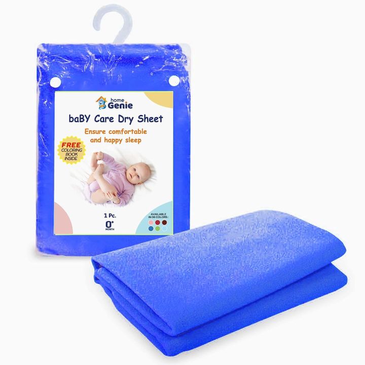 Home Genie Baby Dry Sheet Ultra Absorbent Dry Sheet | Waterproof Rubber Sheet | Bedding Sheet | Dry Reusable Mat | Water Resistant Medium Size Dry Sheet | Size - 70X100cm Pack of 1- Blue