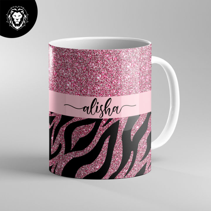 Customize Coffee , Tea Mug with your Name Glittery Design 12