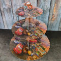 CARS THEME CUPCAKE STAND - 3 TIERS CUPCAKE STAND - CARS CUPCAKE STAND FOR TABLE DECORATION. 