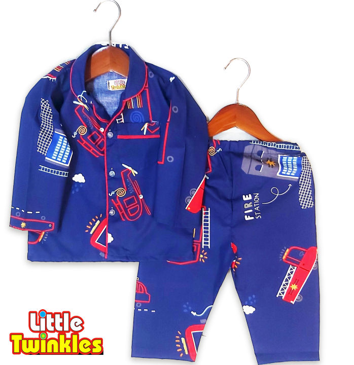 KIDS NIGHT SUIT SLEEP SUIT FOR BOYS GIRLS COTTON SHIRT TROUSER
