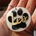 Cat tag-  pet animal collar tag- with custom name- size 2 inches- resin art- with custom text. 