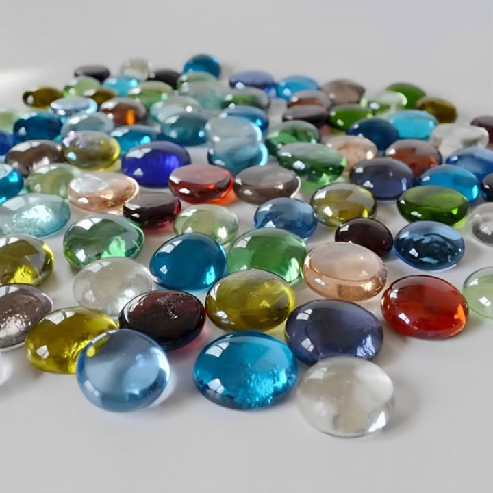 Decorative Pebbles Stones Crystal Small Circle for Fish Tanks and Wedding Displays, 50+ Pieces