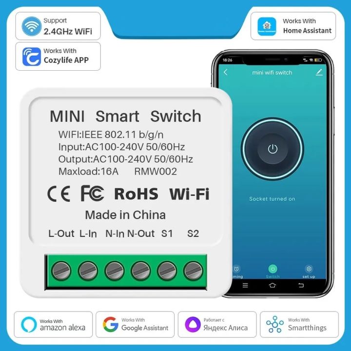 16A Smart Wifi Switch Smart Home Light Switches Module 2 Way Control Work With Alexa Google Home Alice Smart Thing IOT