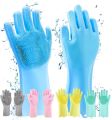 Pro Paki Magic Reusable Silicone Gloves with Wash Scrubber, Heat Resistant, for Cleaning, Household, Dish Washing, Washing the Car. 