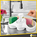 Kitchen Dish Wash Soap Dispenser with Sponge Holder-Kitchen Organizer- Multicolour. 