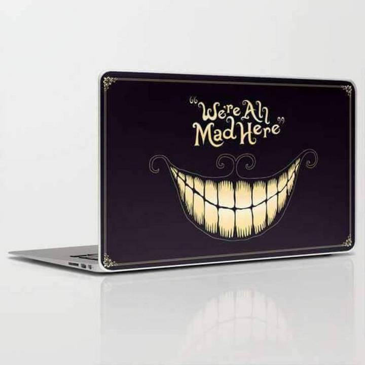 Personalized printed custom laptop skins - Custom LAPTOP SKIN  WE'RE ALL MAD HERE - Skin vinyl