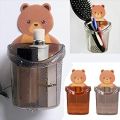 Teddy Bear Tooth Brush Holder for Bathroom Wall Mounted Self Adhesive Tooth Paste Brush Stand for Wash Basin Plastic. 