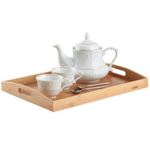 Set of 3 Natural Bamboo Platters Breakfast Trays