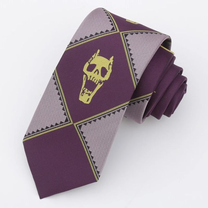 Anime JoJo Bizarre Adventure Necktie KILLER QUEEN Kira Yoshikage Skull Neck Tie Halloween Cosplay Costumes Accessories Man Woman Loser Lione