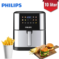 Philips XXL 10L Digital Air Fryer | 1500W Power for Oil-Free Cooking | Best Multifunctional Family Air Fryer with Touch Control | Adjustable Temp & Timer, Visible Window, Stainless Steel | Ideal for Baking, Pizza, Chicken & More | Energy Efficient,. 