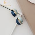 Vintage Enamel Earrings Geometric Arc Earrings. 
