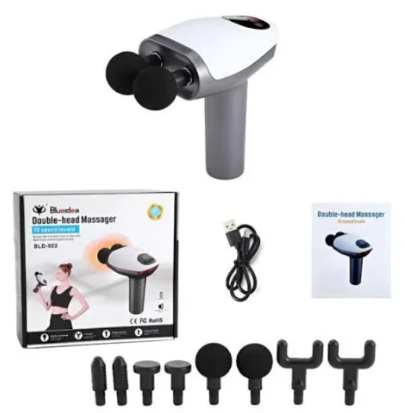 Rechargeable Double Head Massager – Electric Body Massage Machine for Pain Relief