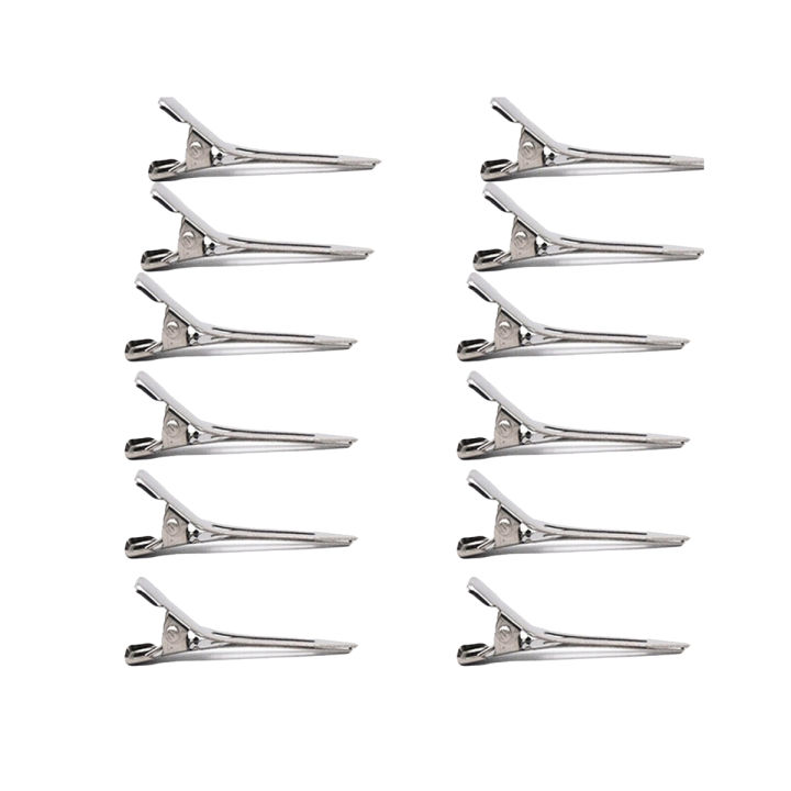Hair Sectioning Clips, 12 Metal Single Hole Curl Setting Section Duckbill Hairpin for Hairdressing Salon