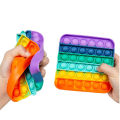 FASTBAZAR Push Pop Bubble Fidget Spinner Pop It Silicone Toy - 5 inches - Rainbow Square. 