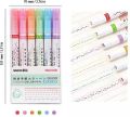 Pack of 6 Curve Highlighter Pen Set - Curve Highlighter Set - Tip Pens with 6 Different Curve Shapes Highlighter - Coloured Curve Pens, Graffiti Marker Pen for Writing, Drawing, Schools. 