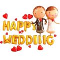 HAPPY WEDDING Golden / Red Foil Letter Balloons Banner For Wedding Celebration Decoration Supplies,-(K.S.). 