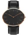 Black Leather Strap Watch- Unisex. 