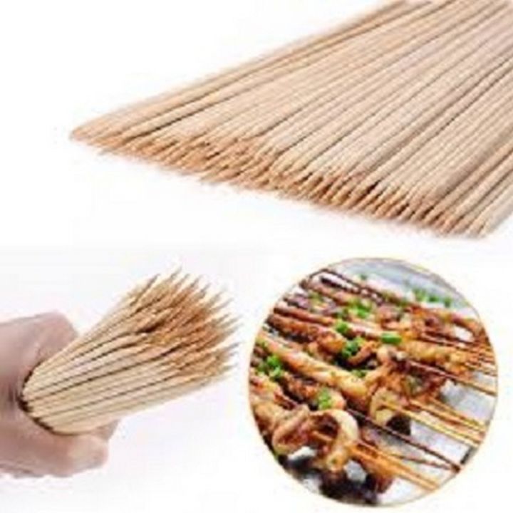 Pack Of 100 Bamboo Wooden Skewers Sticks Bbq Shashlik Sticks 10 Inch