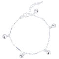New silver anklet women's rhinestone anklet fashion ethnic style women's bell anklet copper silver-plated source jewelry. 