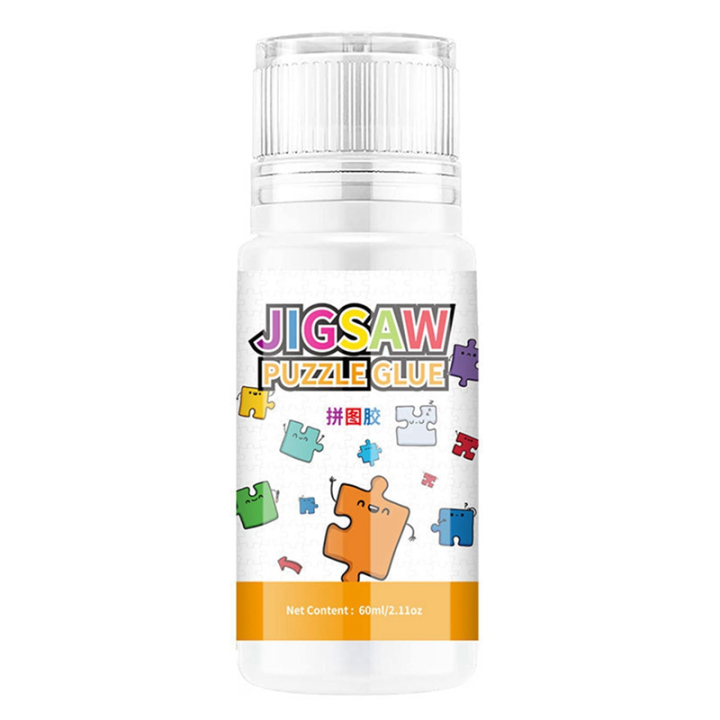 Jigsaw Puzzle Glue, 60ML Jigsaw Glue with Sponge Head, Non-Toxic and Quick Dry Puzzle Sealer Easy to Use Large Capacity