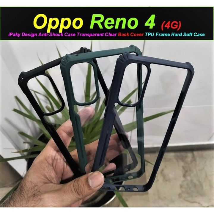 iPaky Design Case For Oppo Reno 4 (4G) AIRBAG Shockproof Case Transparent Clear Back Cover TPU Frame Hard Soft Case