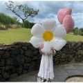 WHITE FLOWERS FOIL BALLOONS PACK OF 5 FOIL BALLOON. 