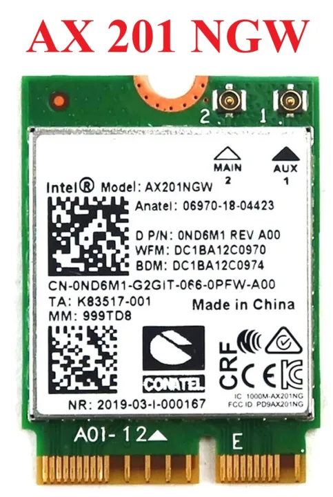 AX201NGW WiFi 6 Card, M.2 Laptop 2.4Gbps 802.11ax. AX201 Wireless Card ...