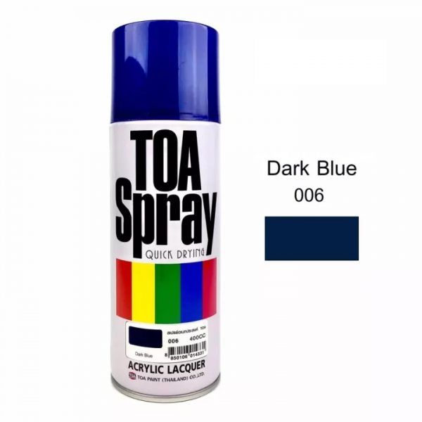 TOA Acrylic Lacquer Spray Paints Dark Blue 400ml For All Purposes Quick dry - Color long lasting - High gloss