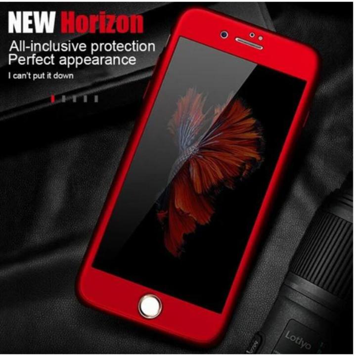 Phone Case For IPHONE 7 Front and Back Case 360 Mobile Cover With Glass Protector - Red
