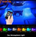 Car Interior Atmosphere Light 7 Color with Remote 12 LED On Each Strip 100% Orignal Same As Shown in Pictures , Car Interior Floor Decorative Atmosphere Light Remote Control RGB Light with Music Sensor. 