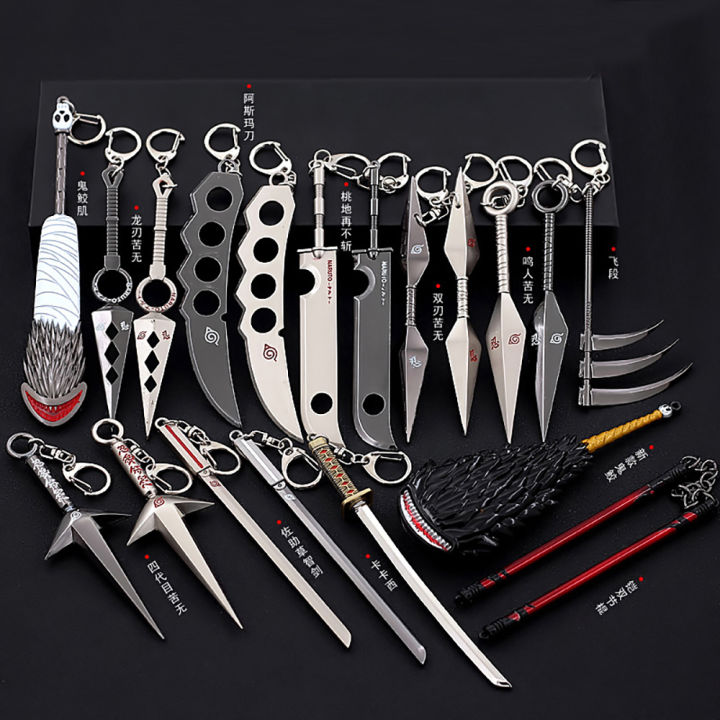 Uchiha Itachi Keychain Sasuke Kakashi Momochi Zabuza Kunai Shuriken Prop Accessories Anime Merchandise Gifts
