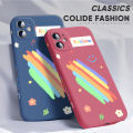 Infinix Hot 9 X655C New Cartoon Girls Smile Rainbow Design Phone Case Square Edge Pattern Liquid Silicone Casing Full Cover Camera Protect Case. 